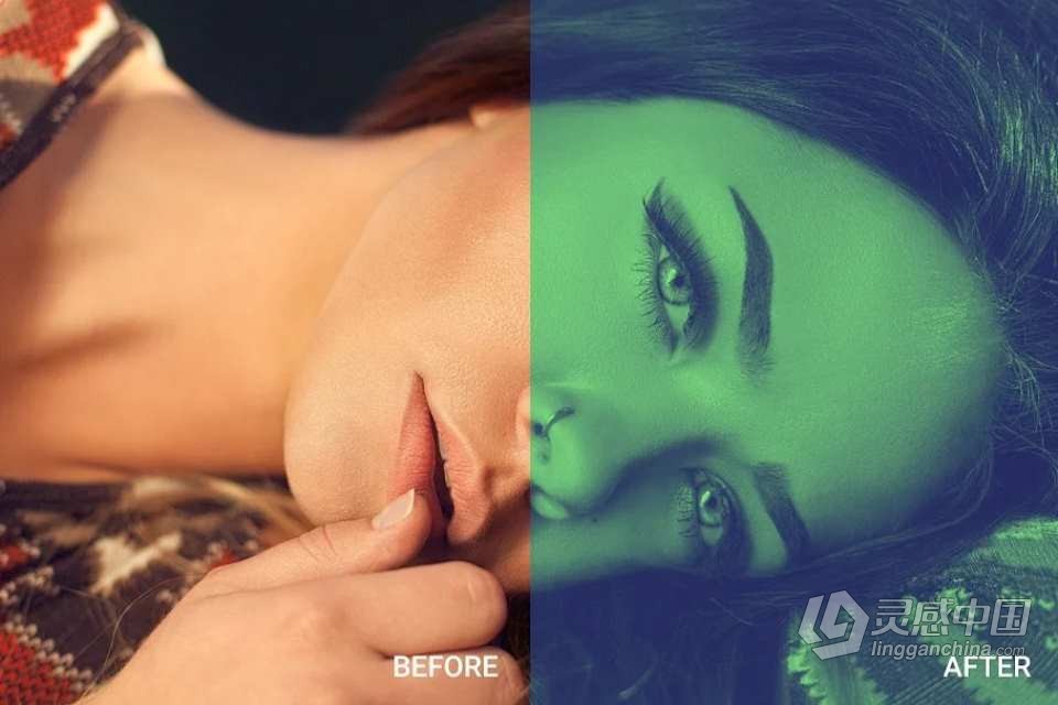 PS动作-90个双色调渐变照片色彩混合叠加PS调色动作套装 Duotone and Gradient Actions Bundle  灵感中国网 www.lingganchina.com