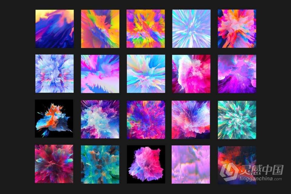 图片素材-40张炫彩颜色爆炸扩散背景纹理设计图片素材 Color Explosion Textures  灵感中国网 www.lingganchina.com