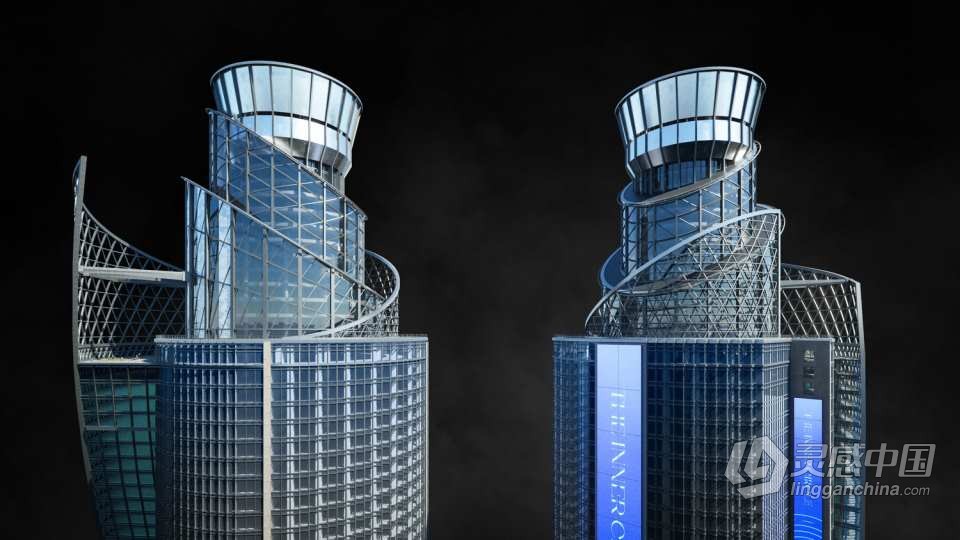 现代辉煌城市企业建筑楼房酒店购物中心3D模型多种三维软件格式  灵感中国网 www.lingganchina.com