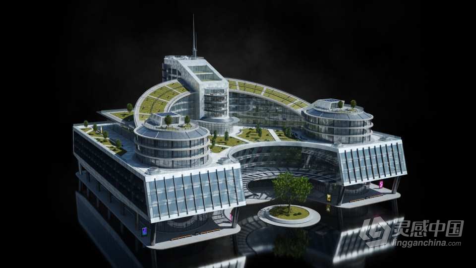 现代辉煌城市企业建筑楼房酒店购物中心3D模型多种三维软件格式  灵感中国网 www.lingganchina.com