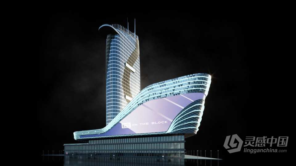 现代辉煌城市企业建筑楼房酒店购物中心3D模型多种三维软件格式  灵感中国网 www.lingganchina.com