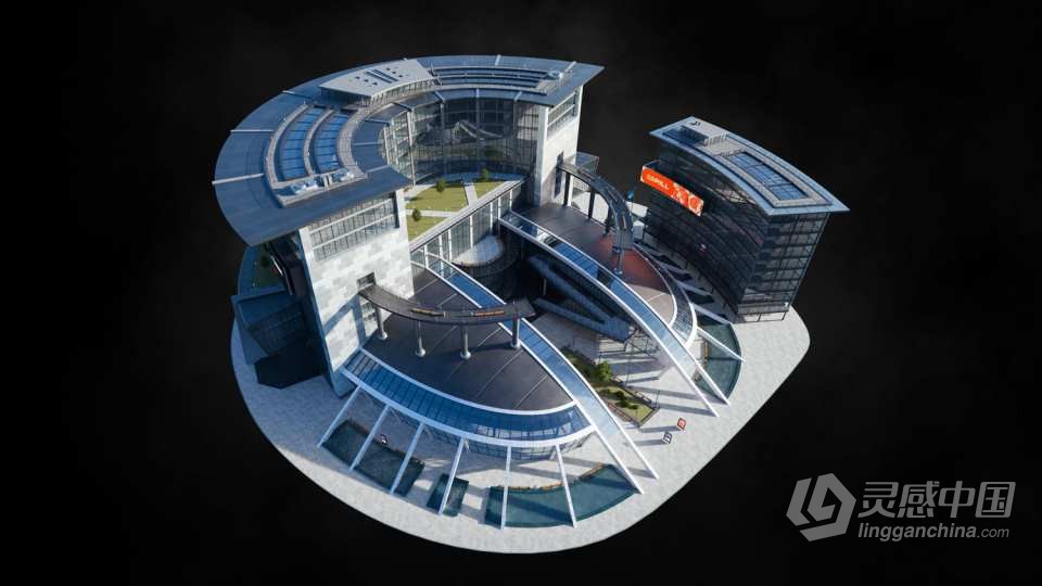 现代辉煌城市企业建筑楼房酒店购物中心3D模型多种三维软件格式  灵感中国网 www.lingganchina.com