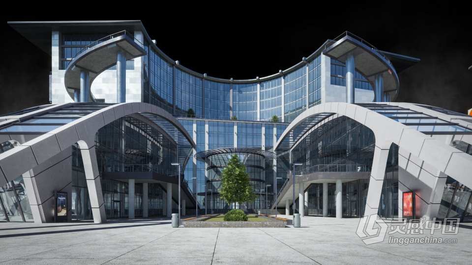 现代辉煌城市企业建筑楼房酒店购物中心3D模型多种三维软件格式  灵感中国网 www.lingganchina.com