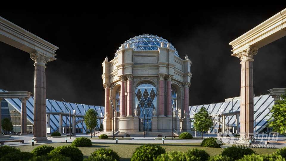 现代辉煌城市企业建筑楼房酒店购物中心3D模型多种三维软件格式  灵感中国网 www.lingganchina.com