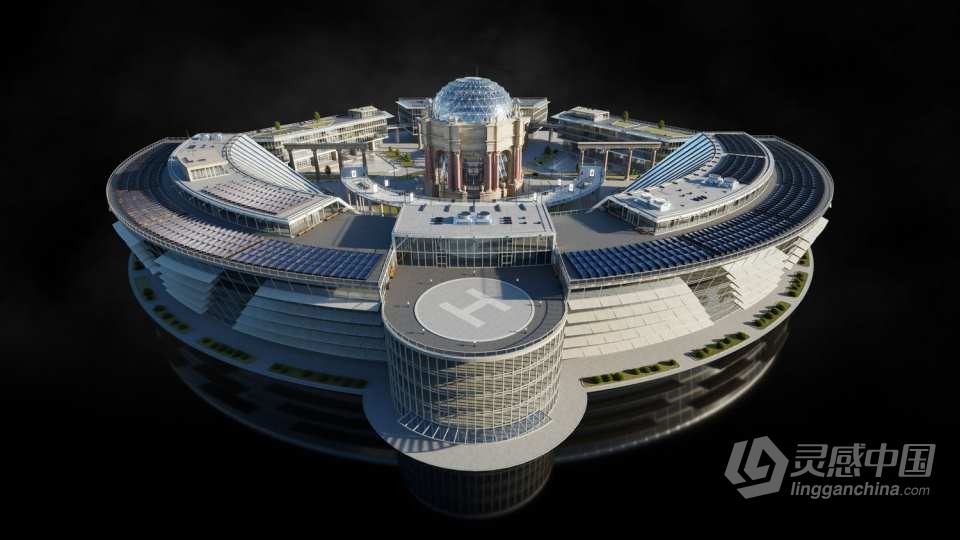 现代辉煌城市企业建筑楼房酒店购物中心3D模型多种三维软件格式  灵感中国网 www.lingganchina.com