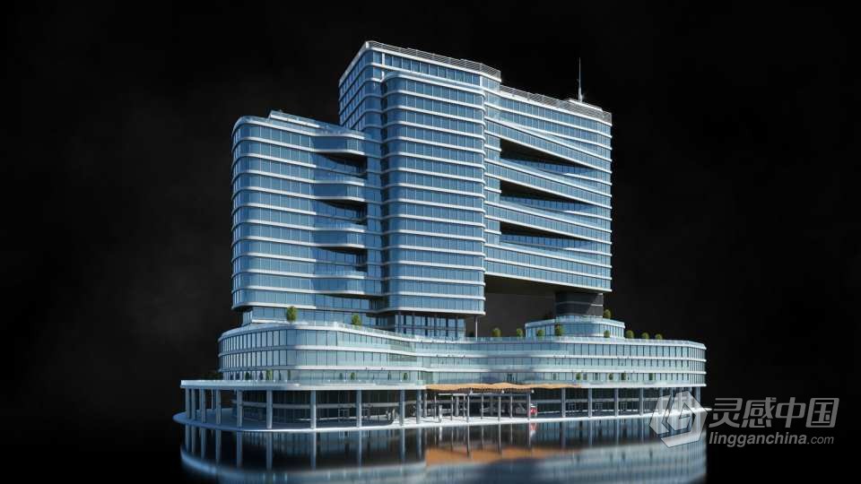现代辉煌城市企业建筑楼房酒店购物中心3D模型多种三维软件格式  灵感中国网 www.lingganchina.com
