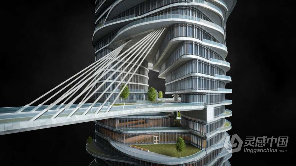 现代辉煌城市企业建筑楼房酒店购物中心3D模型多种三维软件格式  灵感中国网 www.lingganchina.com