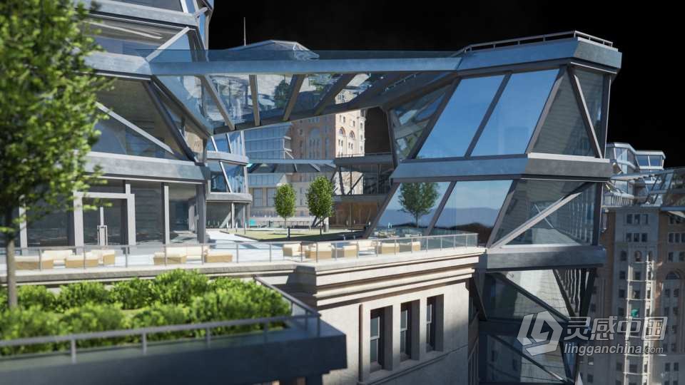 现代辉煌城市企业建筑楼房酒店购物中心3D模型多种三维软件格式  灵感中国网 www.lingganchina.com
