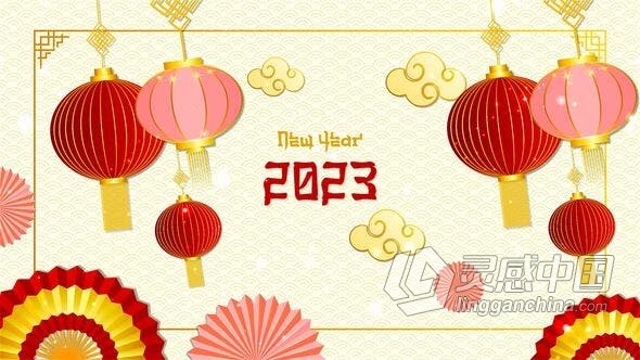AE模板-中国2023新年兔生肖春节喜庆开场视频片头AE模板下载  灵感中国网 www.lingganchina.com