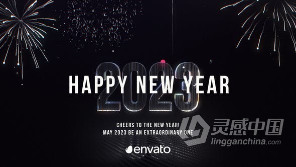 AE模板-2023新一年倒计时开幕3D水晶数字动画开场视频AE模板下载  灵感中国网 www.lingganchina.com