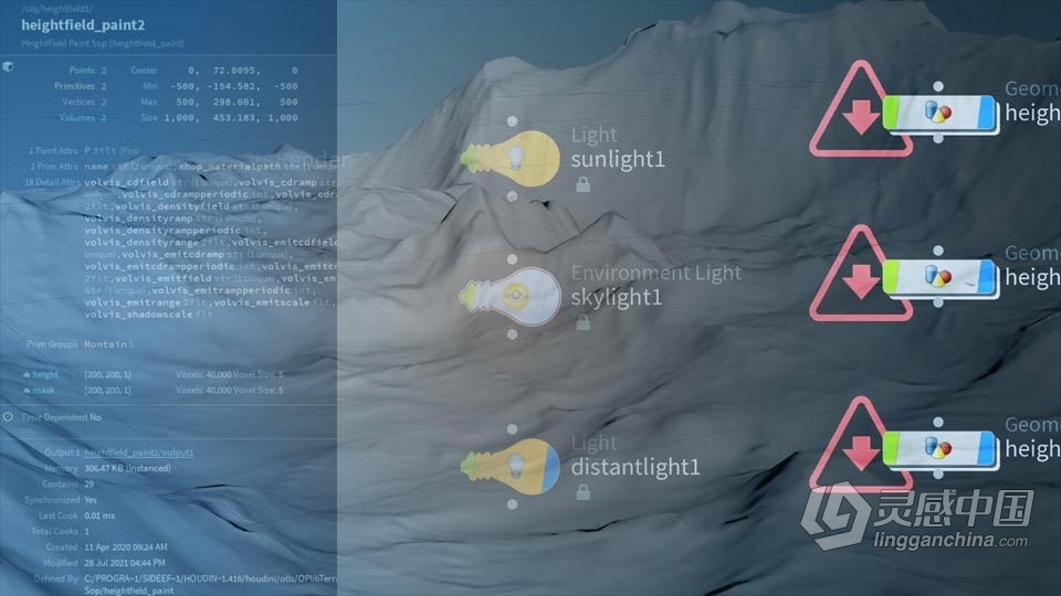 Houdini中自然地形Height Fields高度场技术视频教程第一季  灵感中国网 www.lingganchina.com