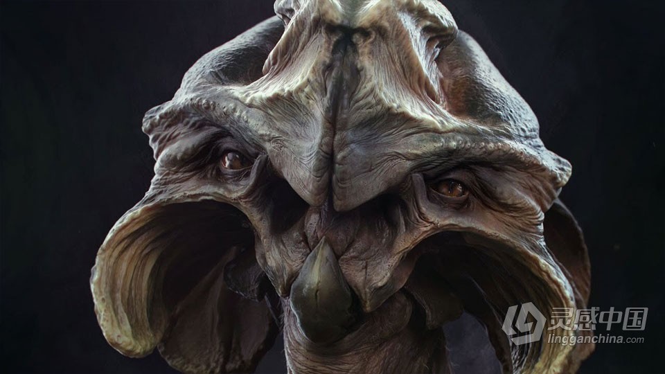 ZBrush原创概念艺术生物角色设计全流程视频教程  灵感中国网 www.lingganchina.com