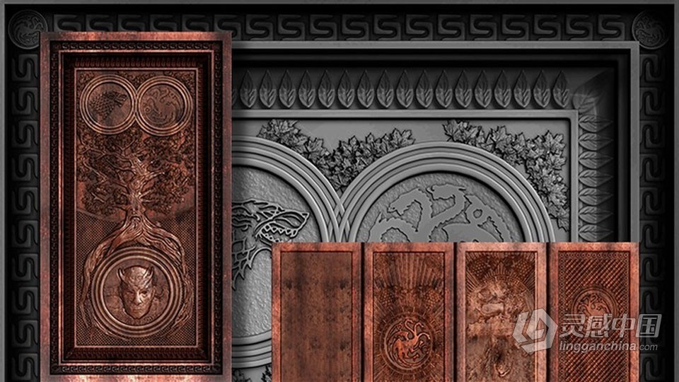 Zbrush权力的游戏影视木门道具制作流程视频教程 中文字幕  灵感中国网 www.lingganchina.com