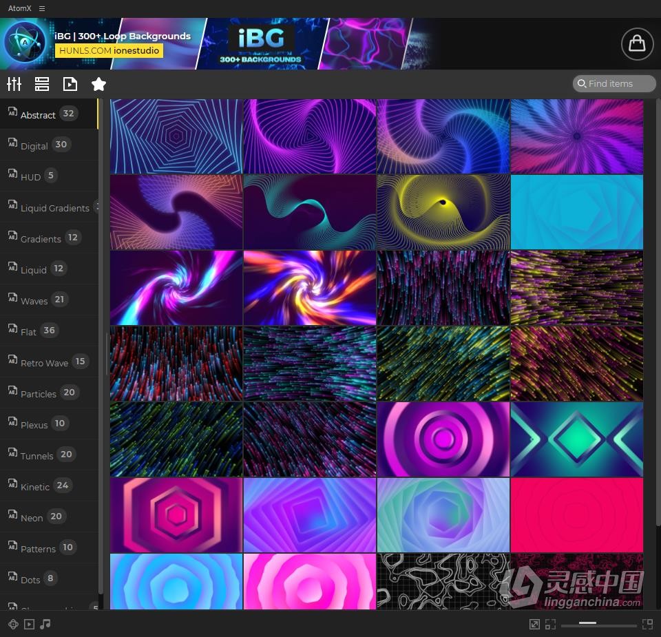 AE脚本预设包-300多种循环动画动态背景视频效果生成器AE模板预设包脚本 AtomX预设包下载  灵感中国社区 www.lingganchina.com