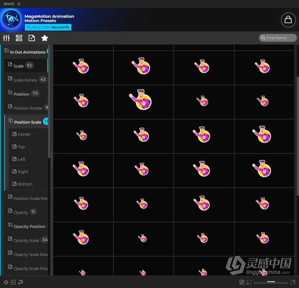 AE脚本预设包-MegaMotion 2000种AE制作动画运动预设使用AE脚本扩展包 AtomX预设包下载  灵感中国社区 www.lingganchina.com