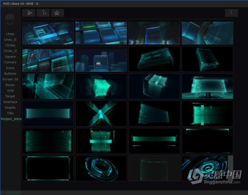 AE/PS扩展脚本-HUD Library 3.0脚本预设600+高科技全息UI元素图形动画预设包  灵感中国网 www.lingganchina.com