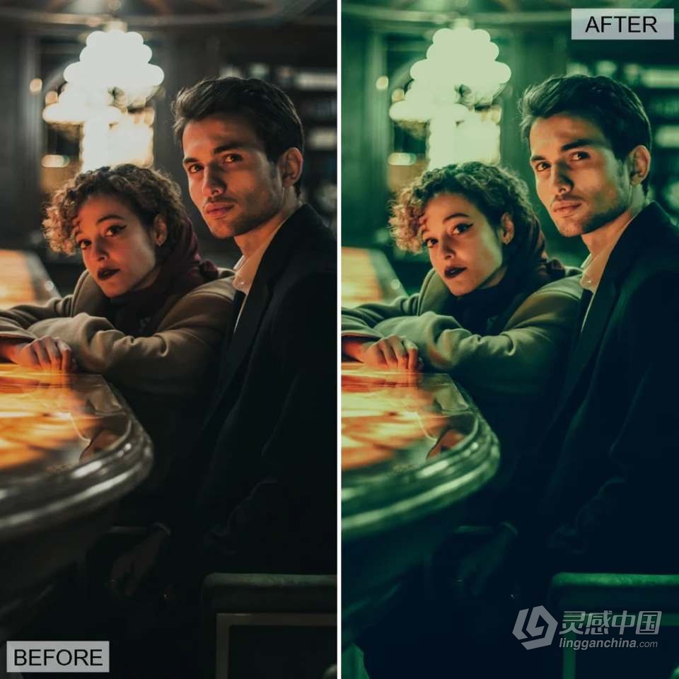 酒吧夜景城市人像后期调色Lightroom预设 night club desktop &amp; mobile presets  灵感中国网 www.lingganchina.com