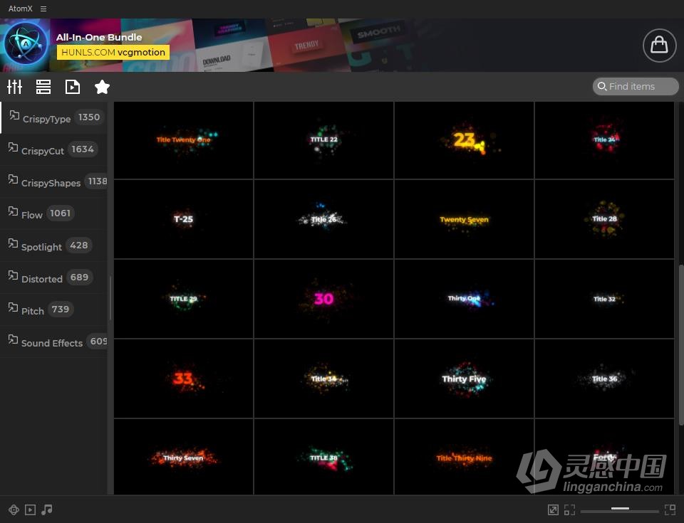 AE脚本预设- All-In-One Bundle v7.2.1 AE扩展脚本7619个视频制作元素 AtomX预设包下载  灵感中国网 www.lingganchina.com