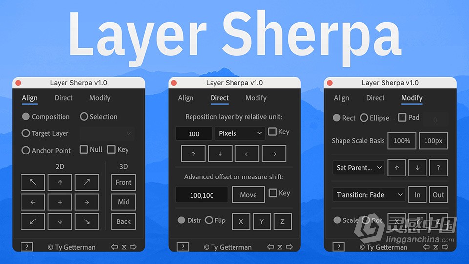 AE脚本-Layer Sherpa AE脚本图层控制多功能图层工具提高效率与准确性AE脚本  灵感中国网 www.lingganchina.com