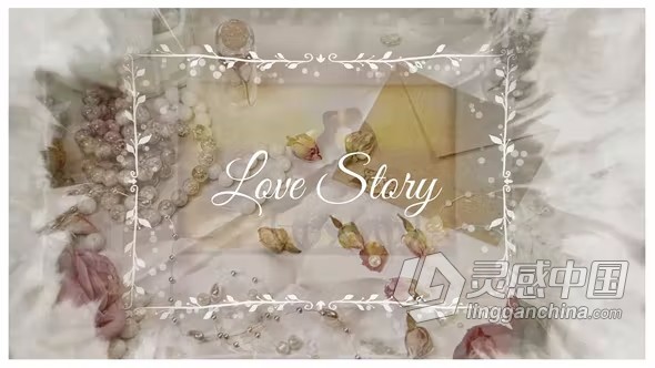 达芬奇模板-鲜花珠子装饰品散落相框照片浪漫回忆婚礼视频相册DaVinci Resolve模板下载  灵感中国网 www.lingganchina.com