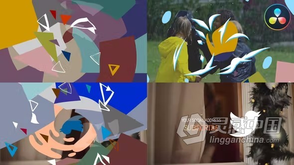 达芬奇模板-多彩手绘几何卡通动态创意标志LOGO动画DaVinci Resolve模板下载  灵感中国网 www.lingganchina.com