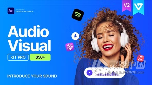 AE脚本预设-Audio Visual Kit V2 AE脚本预设包560套可视化音乐播放动画视频  灵感中国网 www.lingganchina.com