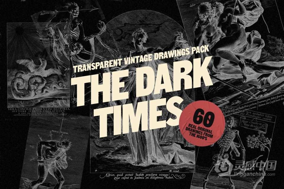 60张17世纪复古中世纪希腊神话素描绘画场景人物PNG图片素材 The Dark Times Drawings  灵感中国网 www.lingganchina.com
