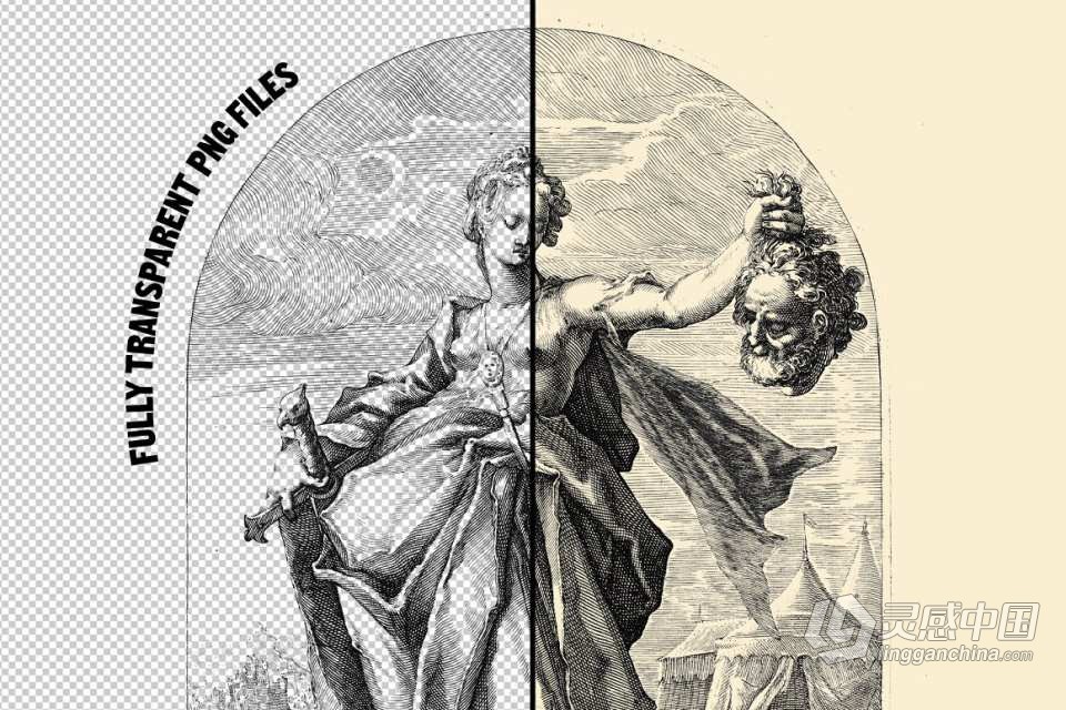 60张17世纪复古中世纪希腊神话素描绘画场景人物PNG图片素材 The Dark Times Drawings  灵感中国网 www.lingganchina.com