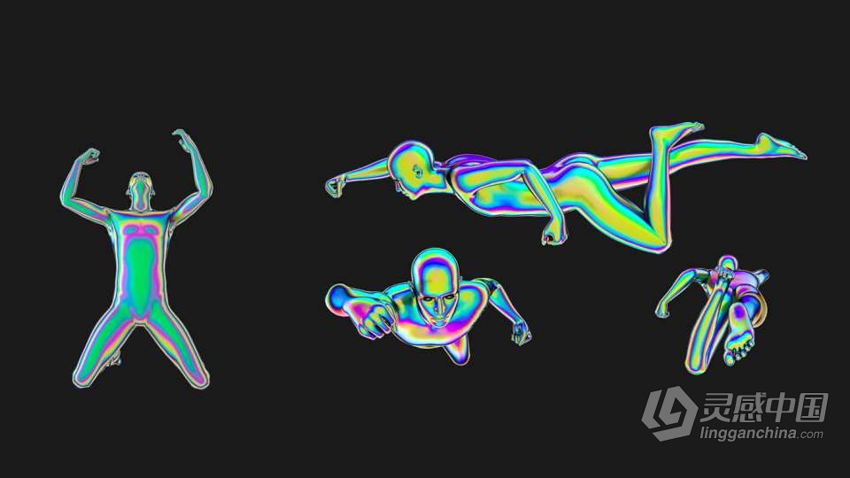 30款全息镭射渐变赛博朋克彩虹科幻3D人体部位图形PNG素材 3D Humans PNG – Iridescent  灵感中国网 www.lingganchina.com