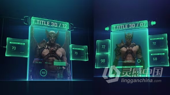 AE模板-HUD 3D Profiles 2 科技感信息图表显示AE模板下载  灵感中国网 www.lingganchina.com
