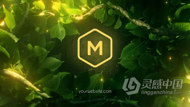 AE模板-萤火虫般光芒闪耀葱郁树丛枝叶揭开LOGO动画AE模板下载  灵感中国网 www.lingganchina.com