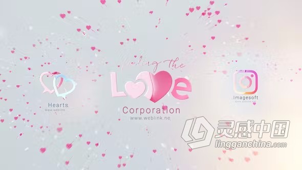 AE模板-心形飞溅浪漫情人节视频片头LOGO动画AE模板下载  灵感中国网 www.lingganchina.com