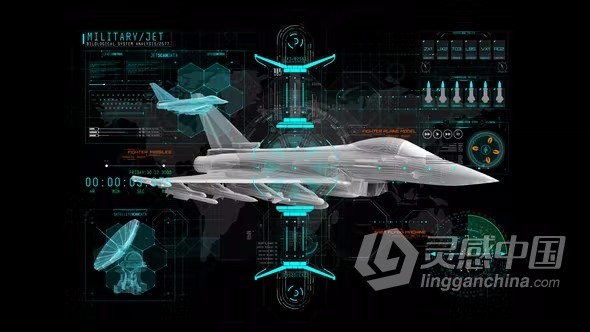 AE模板-HUD Info Military Fighte军事战斗机平视显示器元素AE模板下载  灵感中国网 www.lingganchina.com