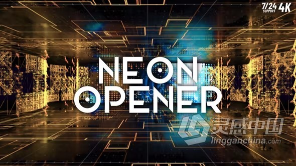 AE模板-4K视差霓虹灯科技大厅场景技术企业宣传幻灯片AE模板下载  灵感中国网 www.lingganchina.com