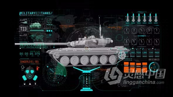 AE模板-HUD信息军事坦克电子科技游戏战争武器军事科技元素AE模板下载  灵感中国网 www.lingganchina.com