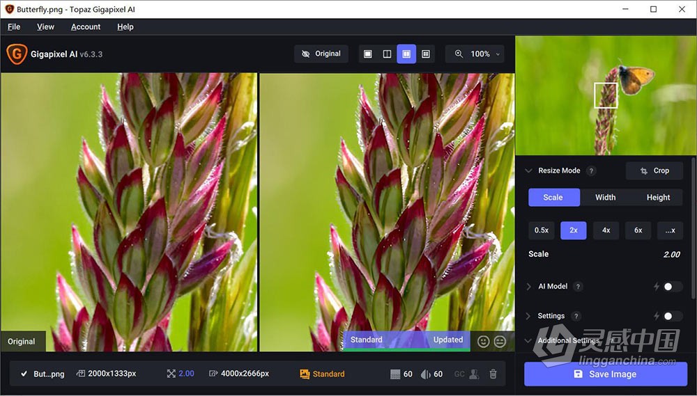 人工智能照片无损放大软件PS插件 Topaz Gigapixel AI 6.3.3 +全部模型 WIN系统下载  灵感中国网 www.lingganchina.com