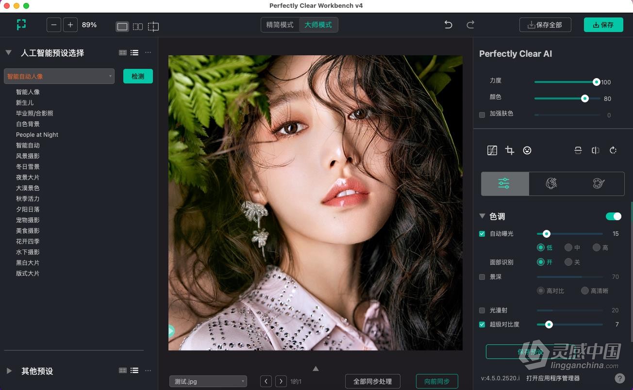 智能图像清晰照片校正编辑软件 Perfectly Clear Workbench 4.5.0.2520 中文版 Mac版本下载  灵感中国网 www.lingganchina.com