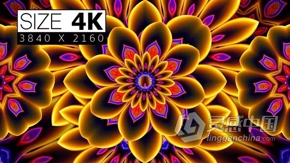 视频素材-4K艺术太阳花舞循环动画适合狂欢庆典晚会舞台背景视频素材下载  灵感中国网 www.lingganchina.com