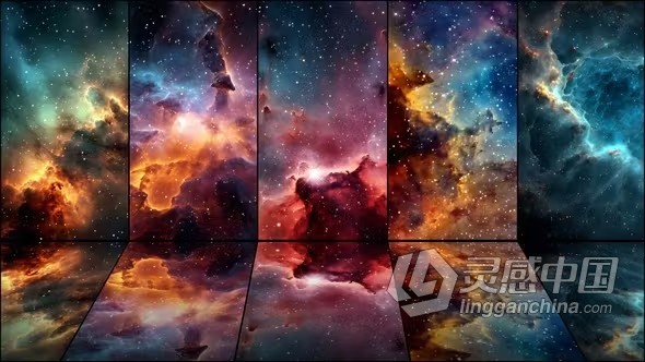 视频素材-5组太空星云宇宙尘埃云动画背景视频素材下载  灵感中国网 www.lingganchina.com