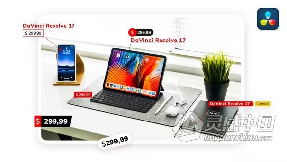 达芬奇模板-价格标签和标注文字标题动画DaVinci Resolve模板下载  灵感中国网 www.lingganchina.com