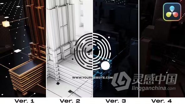 达芬奇模板-数字城市摩天大楼技术标志动画DaVinci Resolve模板下载  灵感中国网 www.lingganchina.com