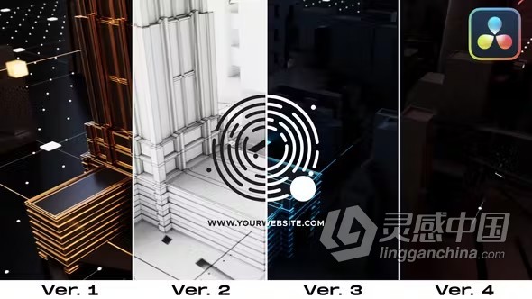 达芬奇模板-数字城市摩天大楼技术标志动画DaVinci Resolve模板下载  灵感中国社区 www.lingganchina.com
