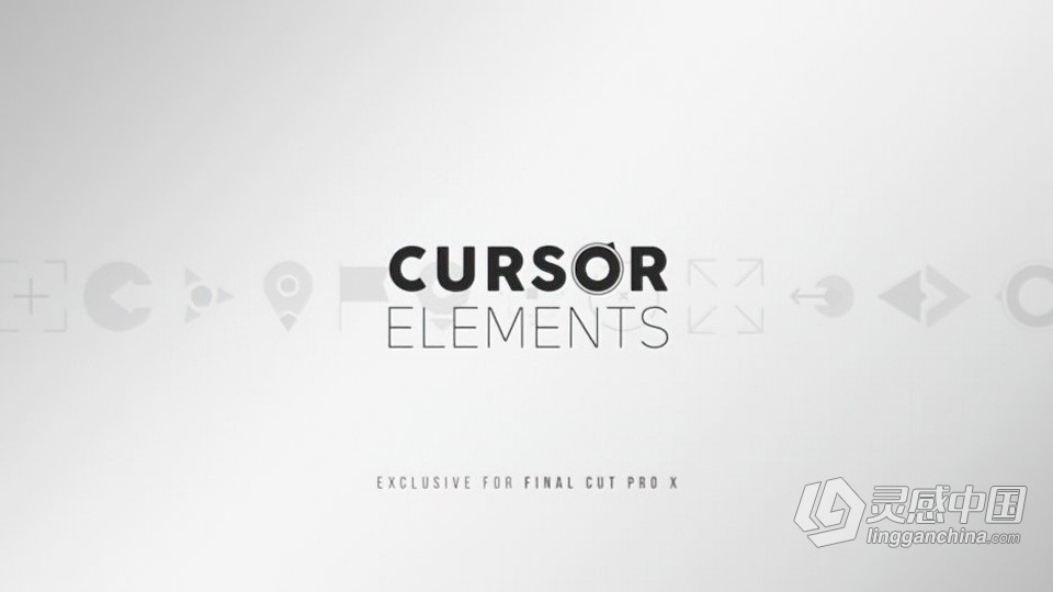FCPX插件-100个现代简单光标定点元素文字标题注释动画预设 100 Cursor Elements  灵感中国网 www.lingganchina.com
