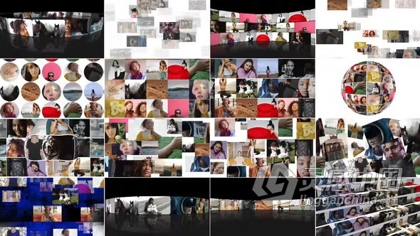 FCPX插件-38组多图片网格排列视频墙展示动画FCPX插件下载 Multi Screen Video Walls  灵感中国网 www.lingganchina.com