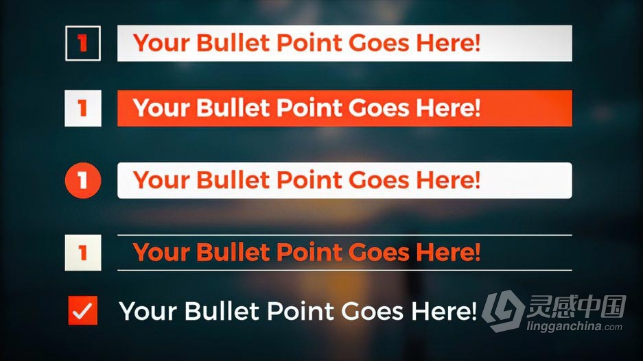 FCPX插件-重点要点摘要提示标注指示线字幕条动画FCPX插件下载 Callouts &amp; Bullet Points  灵感中国网 www.lingganchina.com