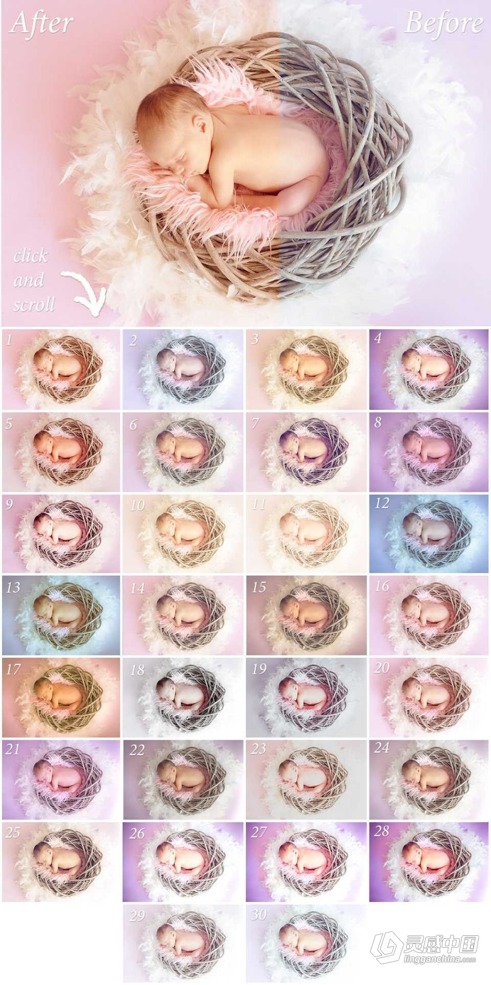 30组新生儿后期Lightroom预设 30 Newborn Lightroom Presets  灵感中国网 www.lingganchina.com