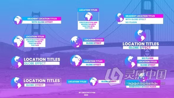 AE模板-3D地球标注位置标题旅游地图指针标记文本AE模板下载 Location Titles  灵感中国网 www.lingganchina.com