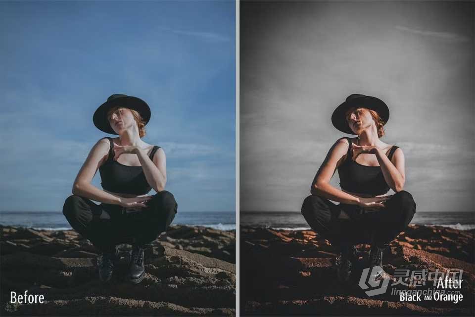 黑暗橙色调电影人像Lightroom预设 Black and Orange Presets  灵感中国网 www.lingganchina.com