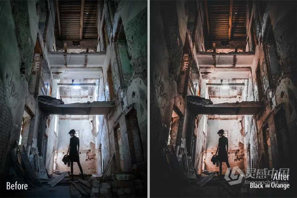 黑暗橙色调电影人像Lightroom预设 Black and Orange Presets  灵感中国网 www.lingganchina.com