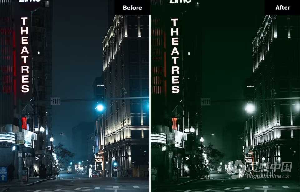 城市夜景扫街电影风光LR预设 Night Stree Lightroom Presets  灵感中国网 www.lingganchina.com